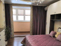 Шторы в спальню совмещенные с балконом, квартира в Пушкино