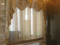 Заказ и пошив штор на окно в ванную комнаты с ламбрекенами, г. Мытищи