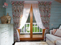 Красивые шторы прованс в детскую на панорамное окно-дверь частного дома г. Пушкино