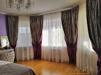 Шторы на большое окно в спальне, дизайн и пошив в частный дом Мытищи