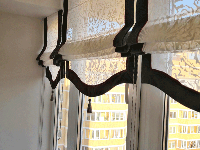 На заказ римские шторы на балкон с фигурным кантом, квартира ЖК Новое Пушкино