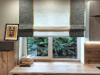 Римская штора на окно со столешницей, дизайн для кухни столовой дом Софрино