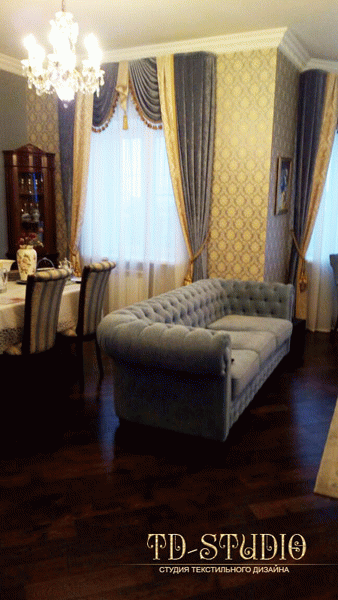 Классические шторы в частном доме в Пушкино, КП Тишково Парк
