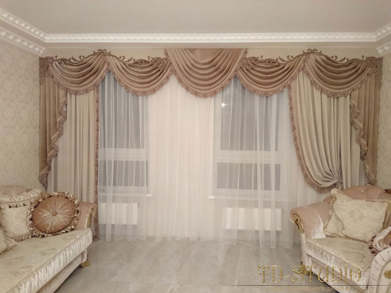 Бархатные шторы в интерьере гостиной. Квартира ЖК Золотые ворота Королев