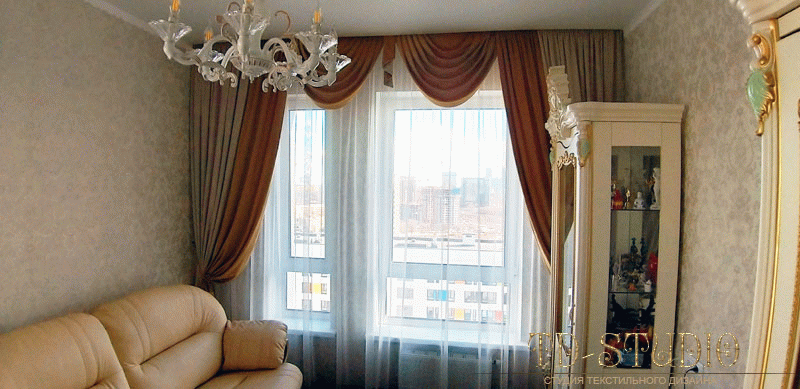 Шторы для гостиной в классическом стиле Москва ЖК Сильвер