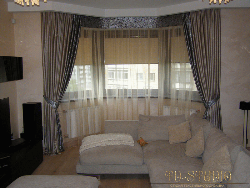 Современные шторы в гостиную, квартира г. Москва ВДНХ