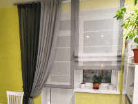 Римские шторы на окно с балконной дверь, квартира ЖК Зеленоградский