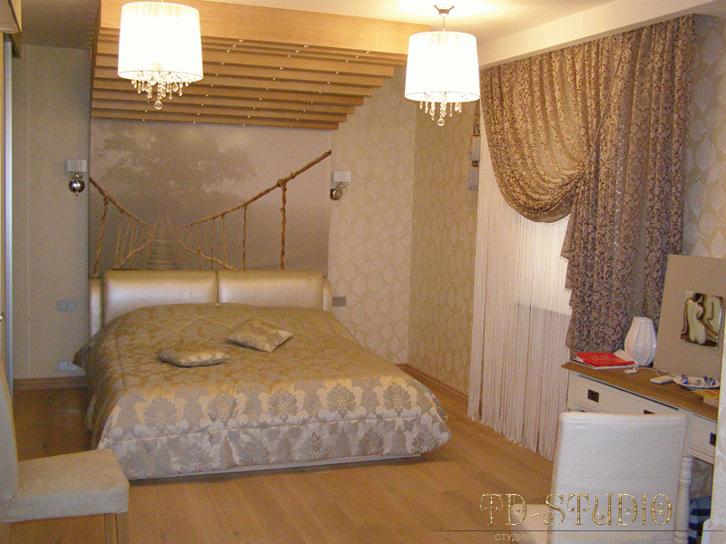 Современные шторы в спальню дизайн, квартира Москва ВДНХ
