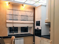 Однотонные римские шторы для кухни, квартира г. Мытищи