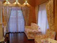 Дизайн интерьера со шторами в стиле прованс,деревянный дом Дмитровский р-н
